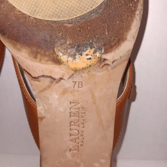 LAUREN RALPH LAUREN FRANCESA HEEL SANDALS LAUREN TAN - Picture 10 of 11